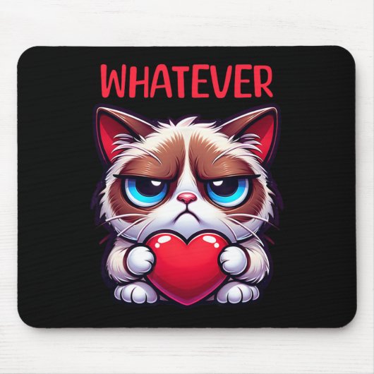 Lustige Katze Irgendwie Grumpy Valentinstag Mousepad (Vorne)