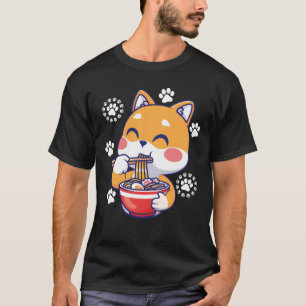 Lustige Katze isst Ramen Vintage Japanisches T-Shi T-Shirt