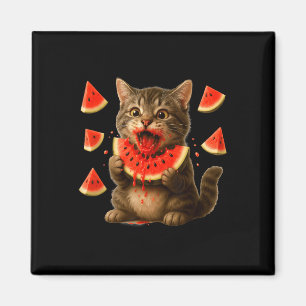 Lustige Katze isst Wassermelonen-Scheibe Wassermel Magnet
