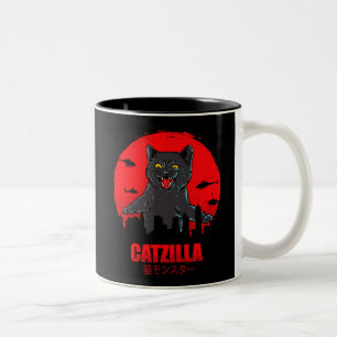 Lustige Katze japanisch thematisiertes Catzilla-Mo Zweifarbige Tasse