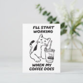 Lustige Katze Kaffee Liebhaber Karte (Stehend Vorderseite)