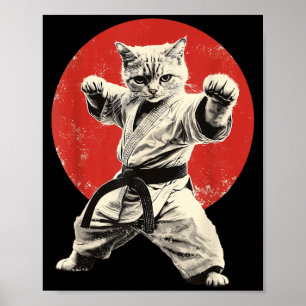 Lustige Katze Karate Judo Japan Japanisch Poster