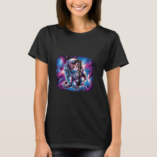 Lustige Katze Kätzchen Astronaut im Weltraum Mond T-Shirt