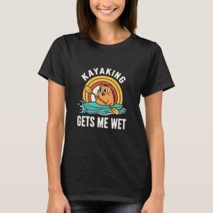 Lustige Katze Kayaking Nass Witz Outdoor Paddling T-Shirt