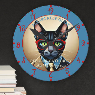 Lustige Katze Klassenzimmer Lehrer  Runde Wanduhr