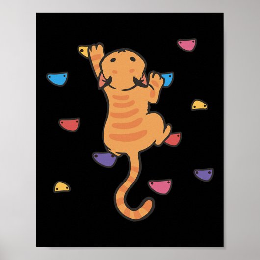 Lustige Katze Kletterer Felsenklettern Süße Boulde Poster (Vorne)