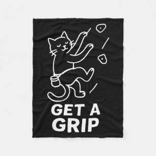 Lustige Katze Klettert Rock Bekomm Einen Griff  Fleecedecke
