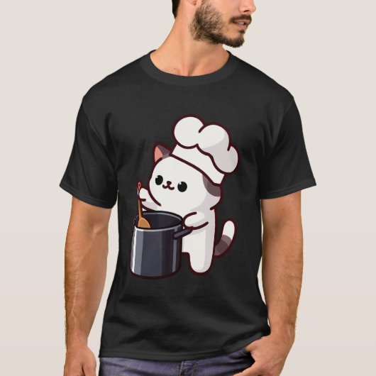 Lustige Katze Kochen Backen Chef T-Shirt (Vorderseite)