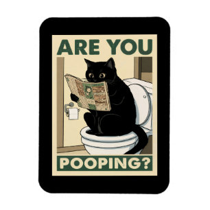Lustige Katze liest Zeitung im Badezimmer Magnet