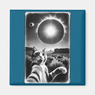 Lustige Katze macht Selfie Sonnenfinsternis Magnet
