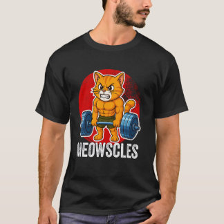 Lustige Katze Meowscles Gym Krafttraining Katzenli T-Shirt