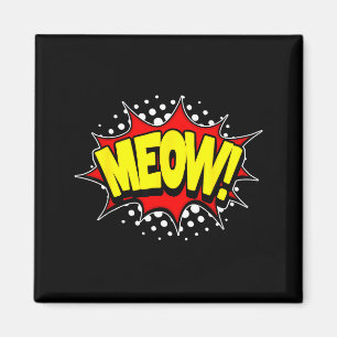Lustige Katze miaut! Verb Aktionswort Comic-Stil Magnet