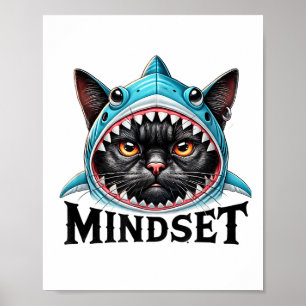 Lustige Katze, Mindset Motivationsspruch, Hai Poster