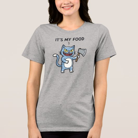 Lustige Katze mit Axt Tri-Blend Shirt (Vorderseite)