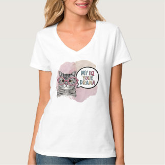 Lustige Katze mit Brille "Mein IQ > Dein Drama" - T-Shirt