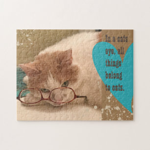 Lustige Katze mit Brille Puzzle