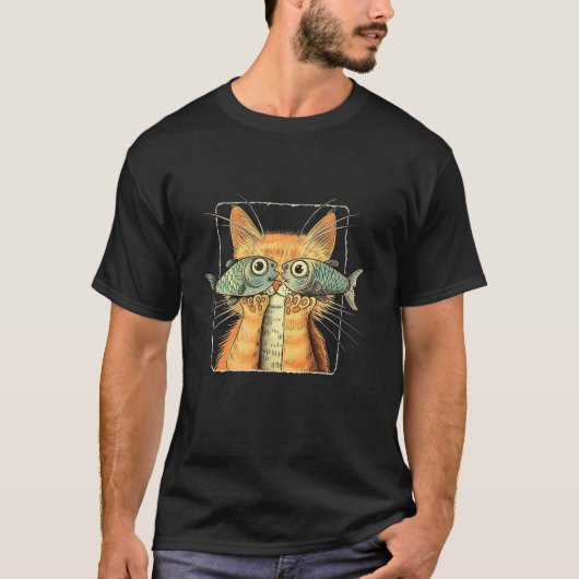 Lustige Katze mit Fischaugen T-Shirt (Vorderseite)