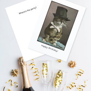 Lustige Katze mit Hut zum Geburtstag Karte
