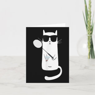 Lustige Katze mit Sonnenbrille spielt Badminton Karte
