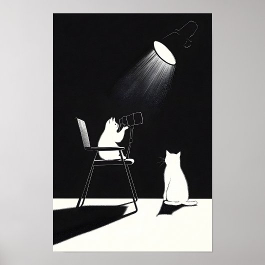Lustige Katze mit Teleskop Poster (Vorne)
