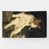 Lustige Katze mit Zigarette Gen Z Meme Banner (Horizontal)