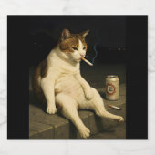 Lustige Katze mit Zigarette Gen Z Meme Bierflaschenetikett (Einzelnes Label)