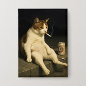 Lustige Katze mit Zigarette Gen Z Meme Button (Vorderseite)