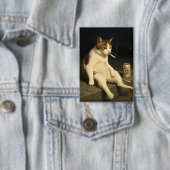Lustige Katze mit Zigarette Gen Z Meme Button (Insitu)