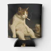 Lustige Katze mit Zigarette Gen Z Meme Dosenkühler (Vorderseite)