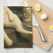 Lustige Katze mit Zigarette Gen Z Meme Geschirrtuch (Viertel Falte)