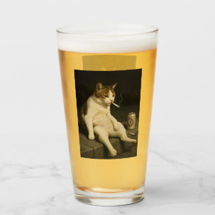 Lustige Katze mit Zigarette Gen Z Meme Glas