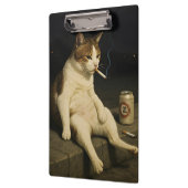 Lustige Katze mit Zigarette Gen Z Meme Klemmbrett (Links)