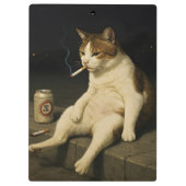 Lustige Katze mit Zigarette Gen Z Meme Klemmbrett (Rückseite)