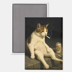 Lustige Katze mit Zigarette Gen Z Meme Magnet
