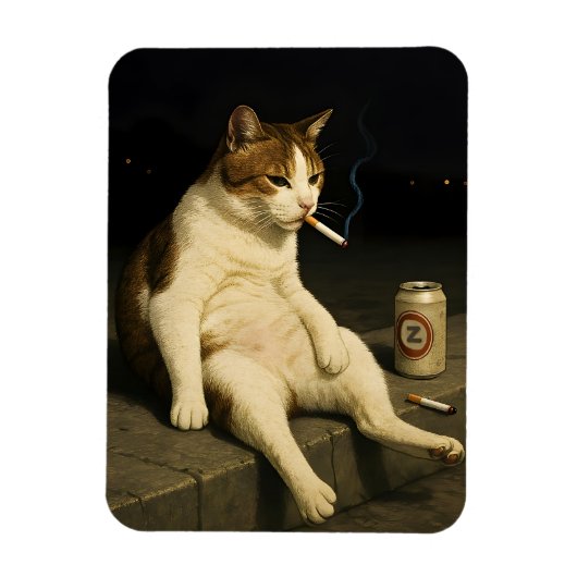 Lustige Katze mit Zigarette Gen Z Meme Magnet (Vertikal)