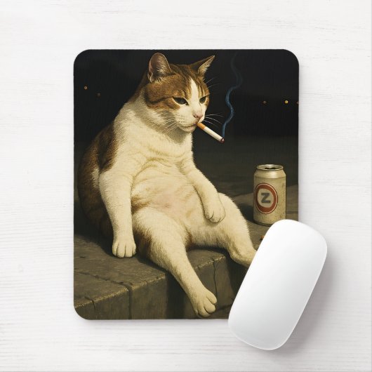 Lustige Katze mit Zigarette Gen Z Meme Mousepad (Mit Mouse)