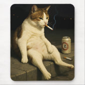 Lustige Katze mit Zigarette Gen Z Meme Mousepad (Vorne)