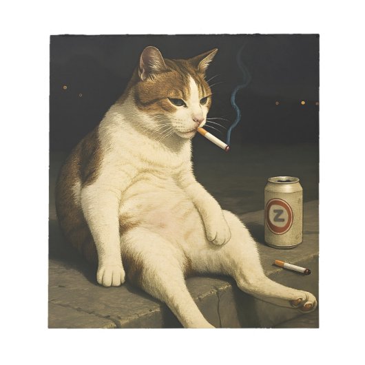 Lustige Katze mit Zigarette Gen Z Meme Notizblock (Vorderseite)