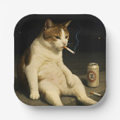 Lustige Katze mit Zigarette Gen Z Meme Pappteller (Vorderseite)