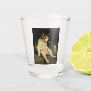 Lustige Katze mit Zigarette Gen Z Meme Schnapsglas