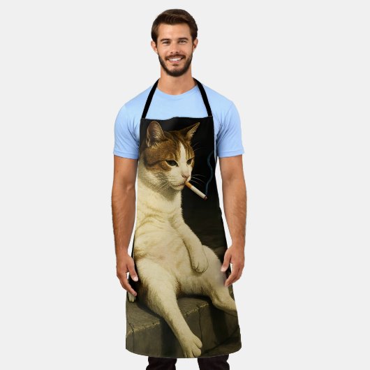 Lustige Katze mit Zigarette Gen Z Meme Schürze (Getragen)