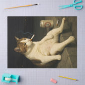 Lustige Katze mit Zigarette Gen Z Meme Seidenpapier (Basteln)