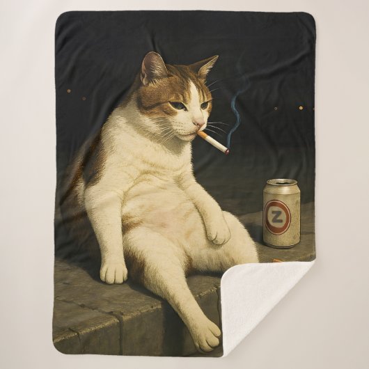 Lustige Katze mit Zigarette Gen Z Meme Sherpadecke (Vorderseite)