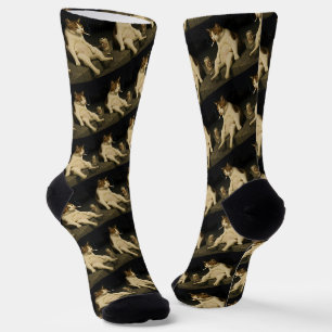 Lustige Katze mit Zigarette Gen Z Meme Socken