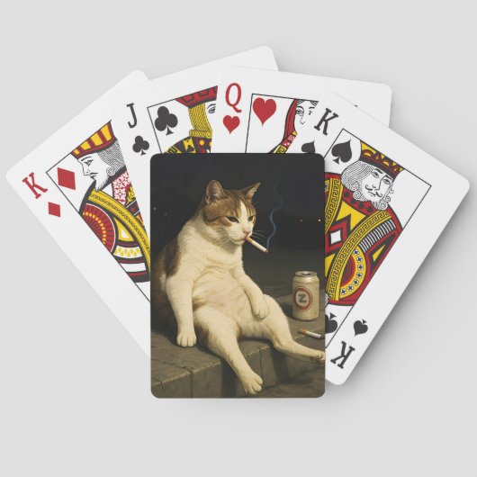 Lustige Katze mit Zigarette Gen Z Meme Spielkarten (Rückseite)