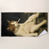 Lustige Katze mit Zigarette Gen Z Meme Strandtuch (Vorderseite)