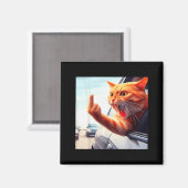 Lustige Katze Mittelfinger Hilarische Katze im Aut Magnet (Vorderseite/Rückseite)