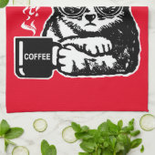 Lustige Katze motiviert durch Kaffee Geschirrtuch (Gefaltet)