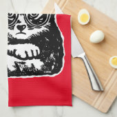 Lustige Katze motiviert durch Kaffee Geschirrtuch (Viertel Falte)