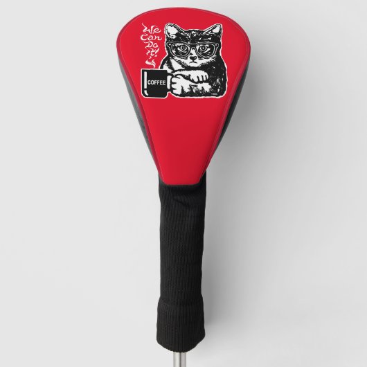 Lustige Katze motiviert durch Kaffee Golf Headcover (Vorderseite)